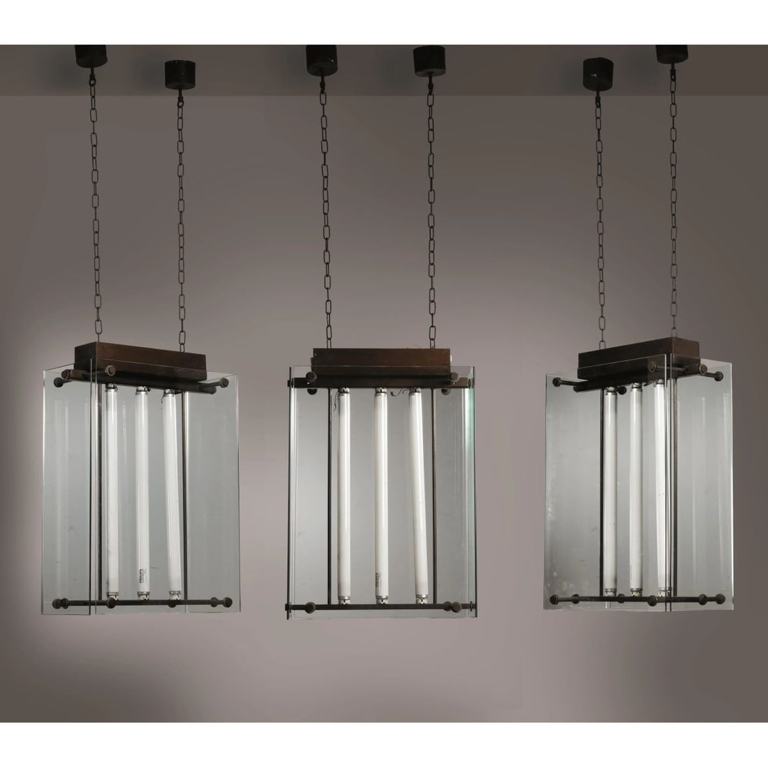 THREE BIG LANTERNS, METAL STRUCTURE, GLASS LAMPSHADE (1 of 1)