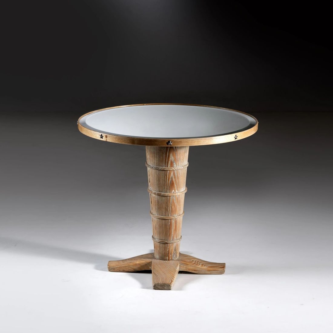 LOW TABLE, WOODEN STRUCTURE, MIRRORED TOP, METAL DETAILS (1 of 1)