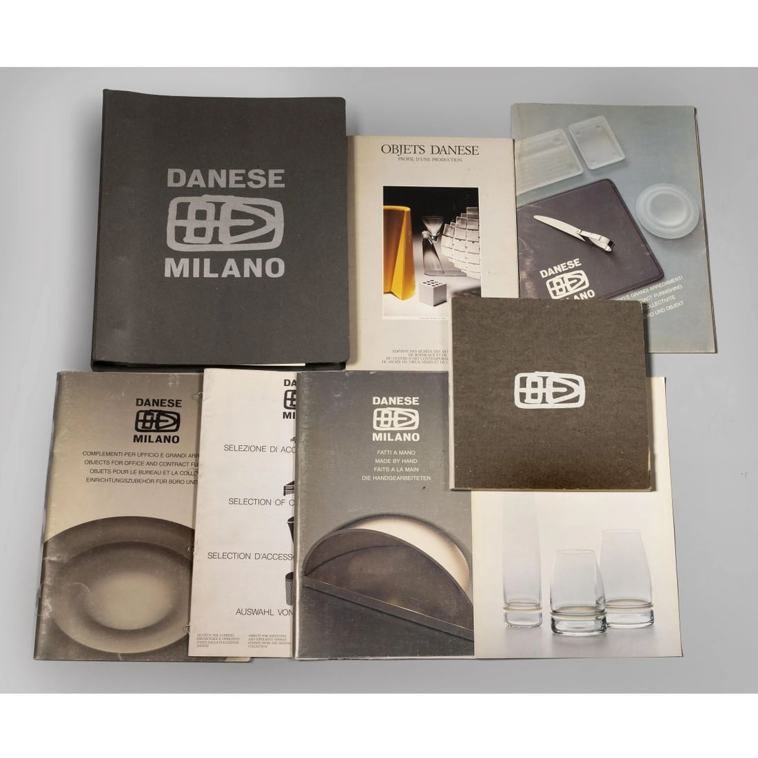 COLLECTION OF 8 DANESE CATALOGUES: COLLECTION OF 8 DANESE CATALOGUES Raccolta di 8 cataloghi Danese dimensioni varie 
