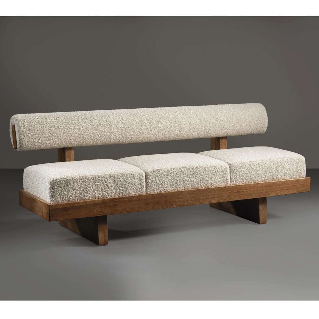 SOFA, WOODEN STRUCTURE, WHITE FABRIC UPHOLSTERED: SOFA, WOODEN STRUCTURE, WHITE FABRIC UPHOLSTERED DIVANO struttura in legno, imbottito e rivestito in tessuto nei toni del bianco Produzione Italia, 2020 circa cm H75xL190xP70