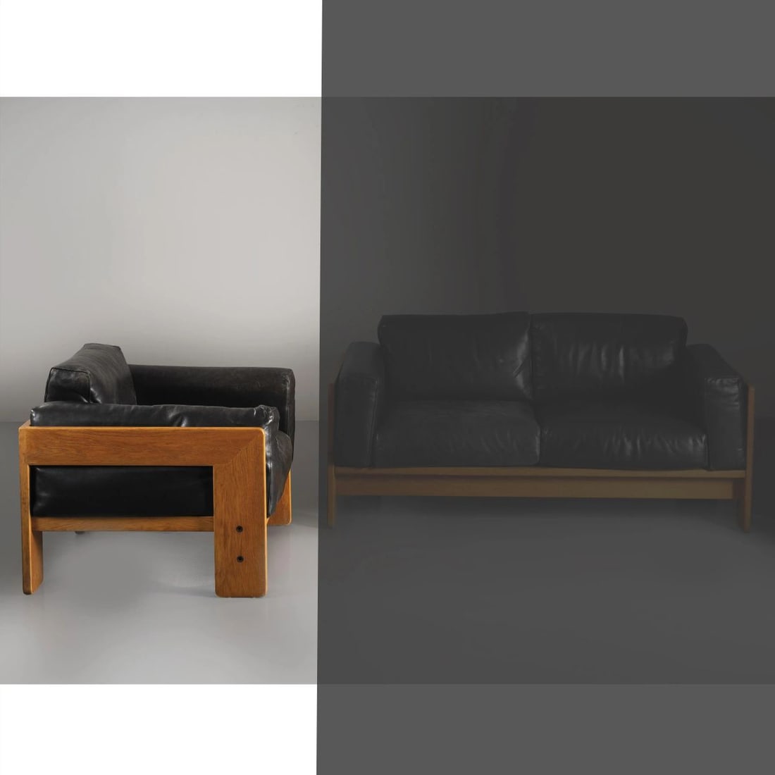 Afra e: Afra e (Montebelluna, 1937 - Trevignano, 2011) Tobia Scarpa (Venezia, 1935) A «BASTIANO» ARMCHAIR POLTRONA MODELLO BASTIANO struttura in legno, imbottiti e rivestiti in pelle nei