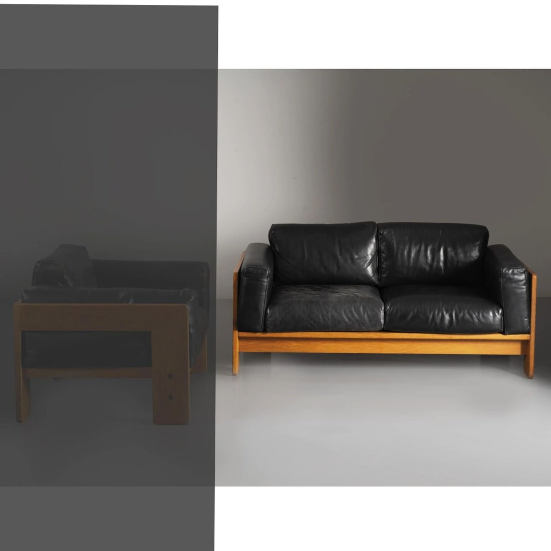 Afra e: Afra e (Montebelluna, 1937 - Trevignano, 2011) Tobia Scarpa (Venezia, 1935) A «BASTIANO» SOFA DIVANO MODELLO BASTIANO struttura in legno, imbottiti e rivestiti in pelle nei toni