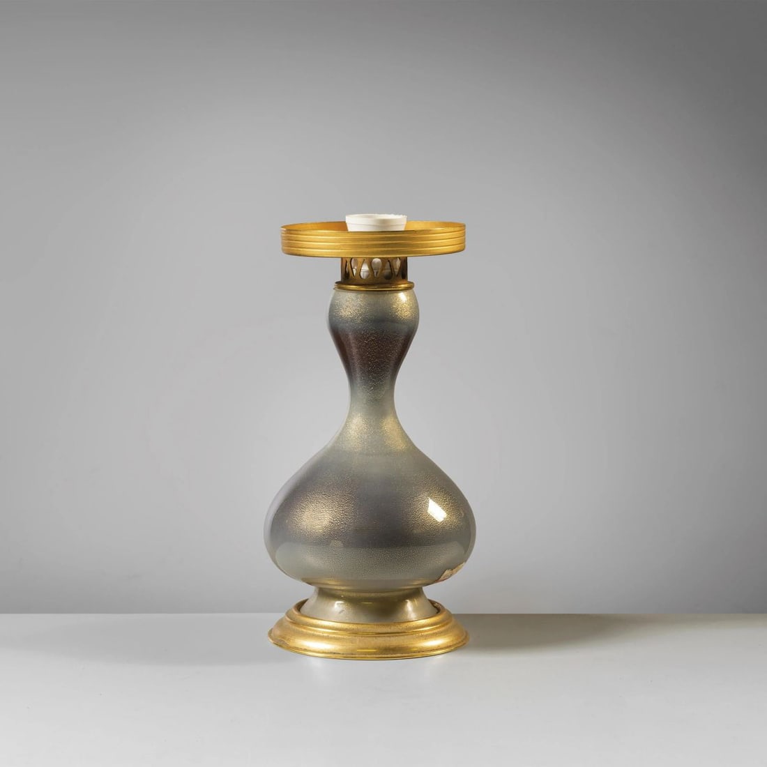 Seguso: Seguso BLUE GLASS TABLE LAMP LAMPADA DA TAVOLO in vetro blu Produzione Seguso, Italia, 1940 circa alt. cm 20 e diam. cm 11 