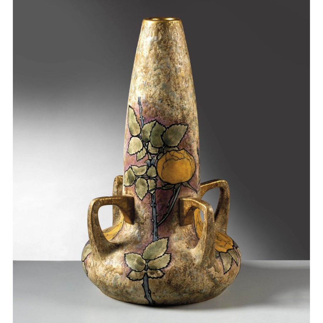 Amphora: Amphora CERAMIC VASE VASO in ceramica Produzione Austria, 1900 circa Marchio sul fondo cm H41xL25xP25 