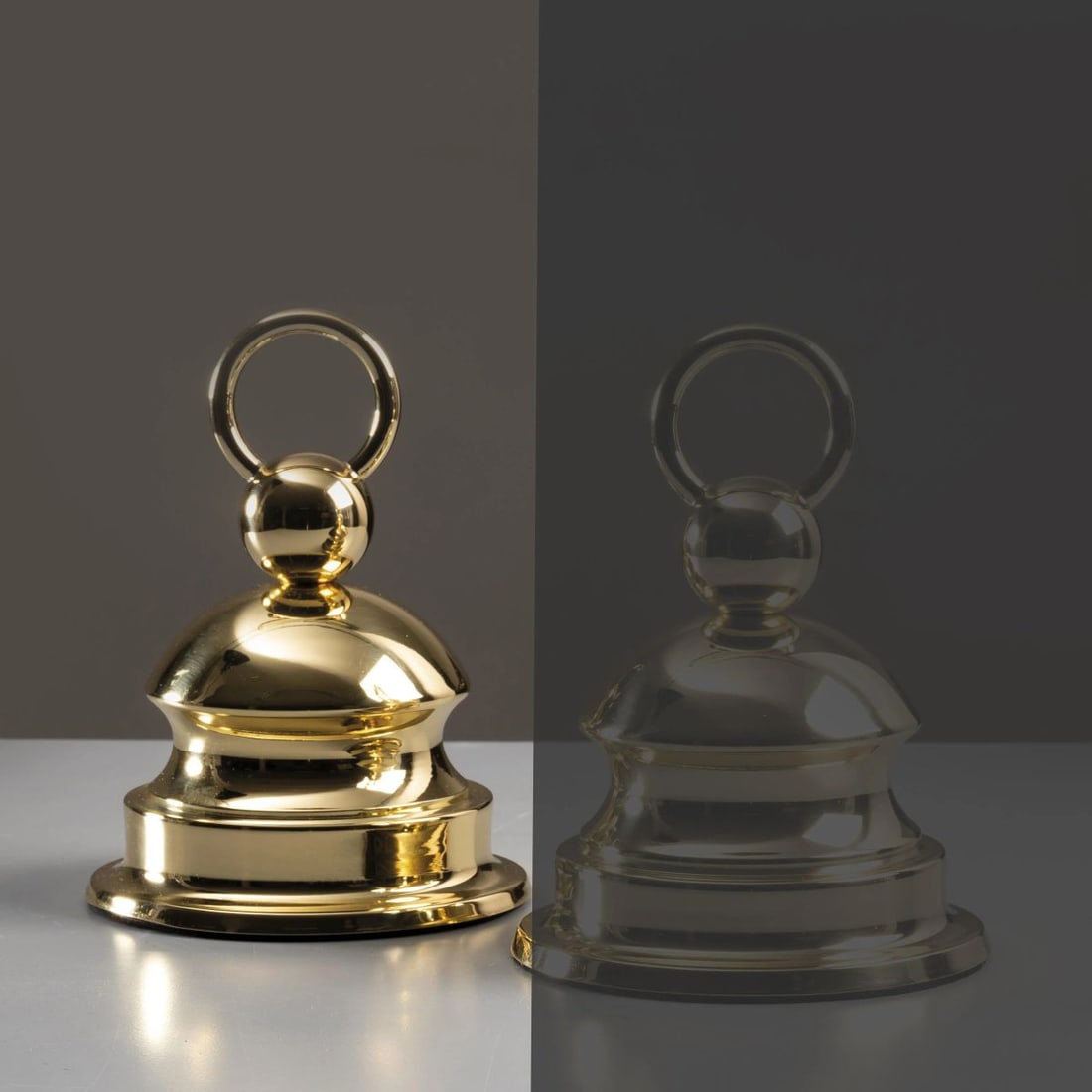 Luigi Caccia Dominioni: Luigi Caccia Dominioni (Milano, 1913 - 2016) A METAL DOORSTOP UN FERMAPORTE in metallo Produzione Azucena, Italia, 1960 circa alt. cm 18 e diam. cm 14 