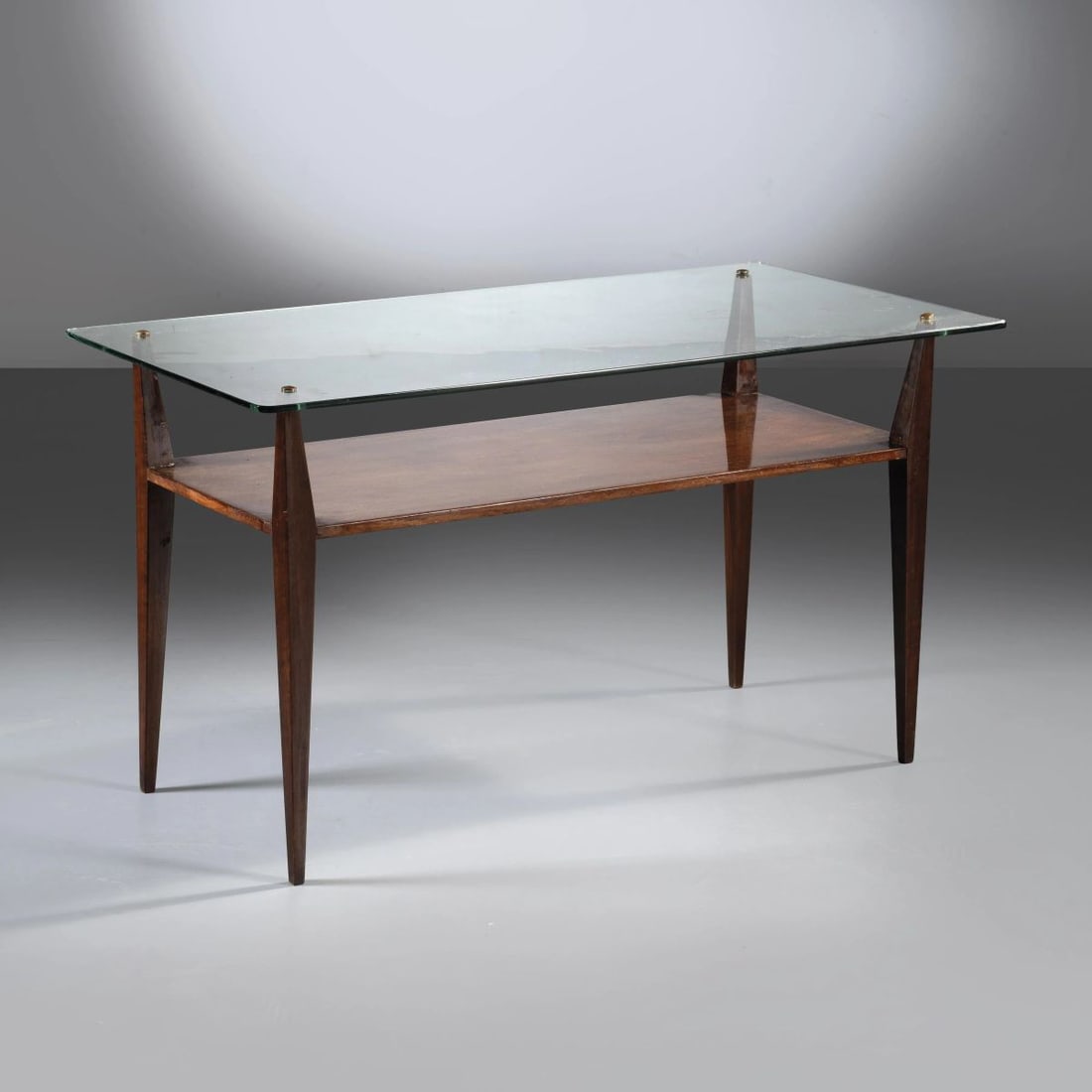 WOODEN LOW TABLE, GLASS TOP (1 of 1)