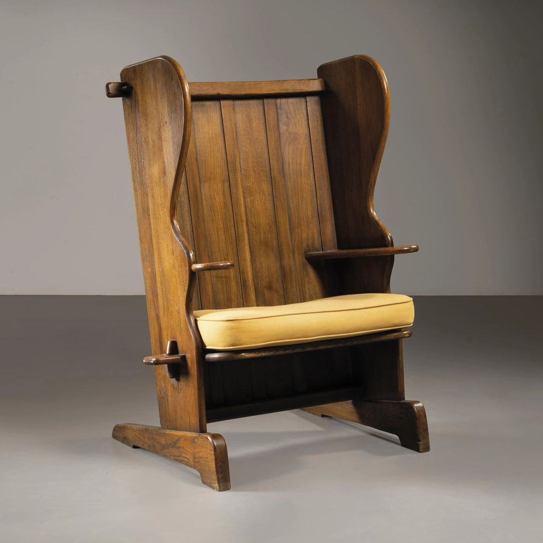 Attr. a Carlo Spicciani: Attr. a Carlo Spicciani (Sec. XX) WOODEN BENCH PANCA in legno Produzione Italia, 1930 circa cm H117xL90xP63 