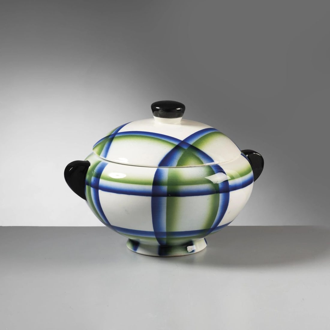 Cooperativa Ceramica Imola: Cooperativa Ceramica Imola CERAMIC BISCUIT JAR BISCOTTIERA in ceramica Produzione Italia, 1930 circa marchio sul fondo cm H20xL27xP23