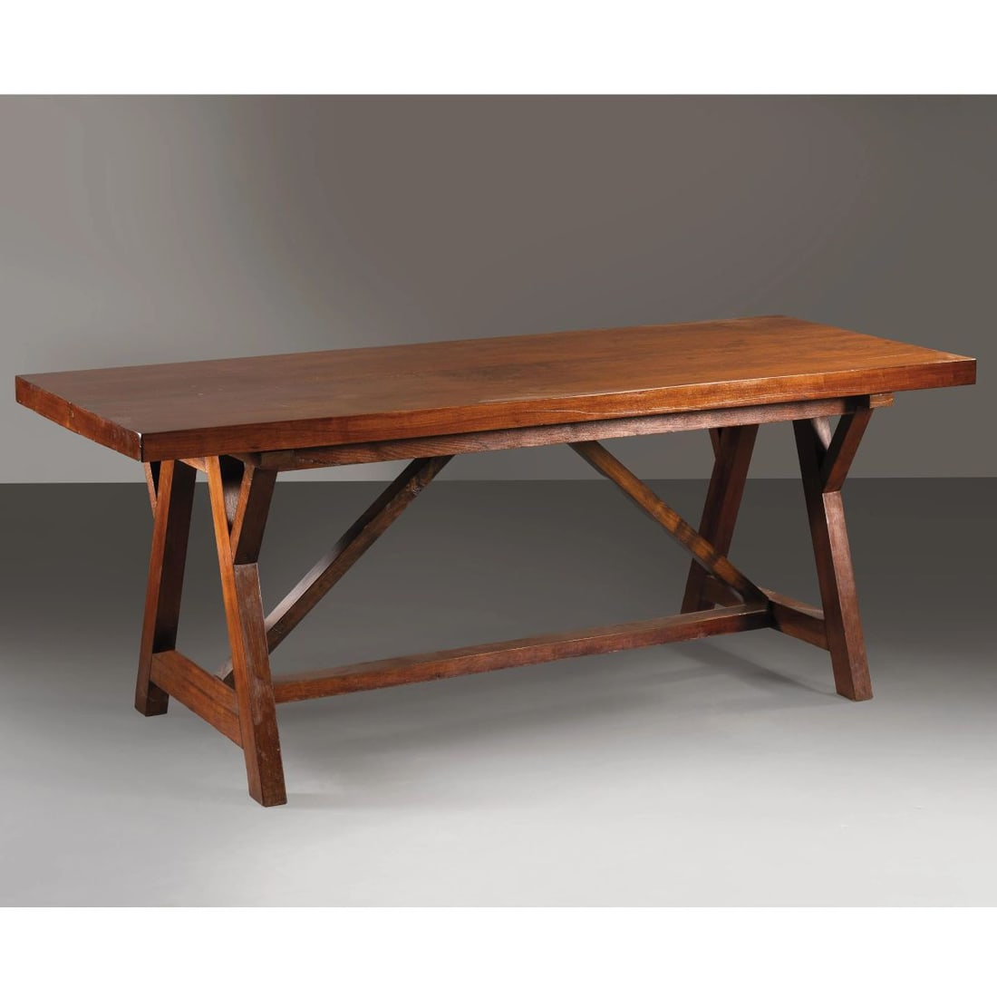 WOODEN TABLE: WOODEN TABLE TAVOLO in legno massello Produzione Italia, 1960 circa cm H77xL199,5xP74