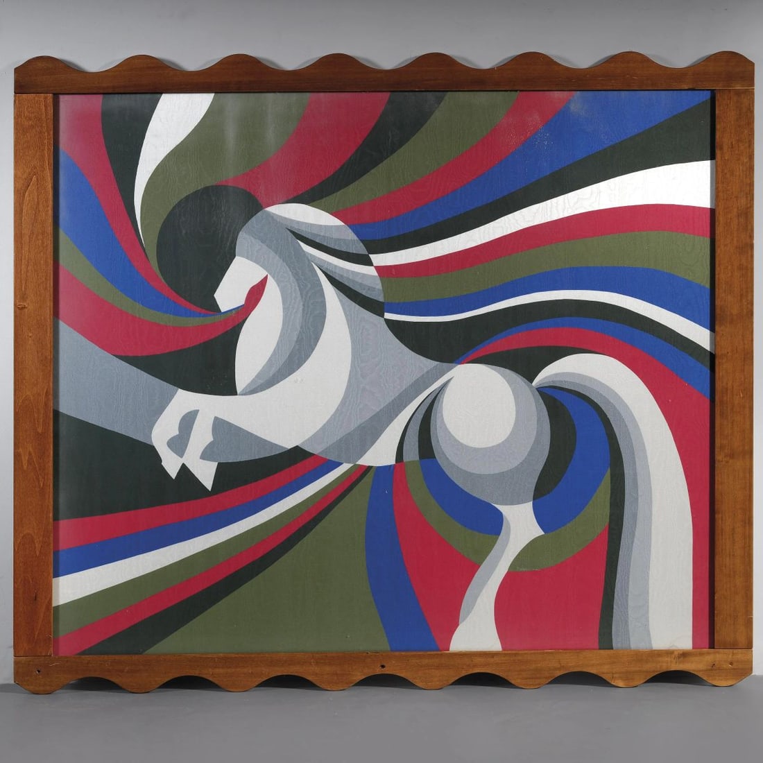 Fabbriziani e Calandra: Fabbriziani e Calandra ARAZZO In tessuto, cornice in legno Produzione Italia, 1970 circa Firma dell’autore cm H152xL132xP2,5 FABRIC TAPESTRY, WOODEN FRAME 