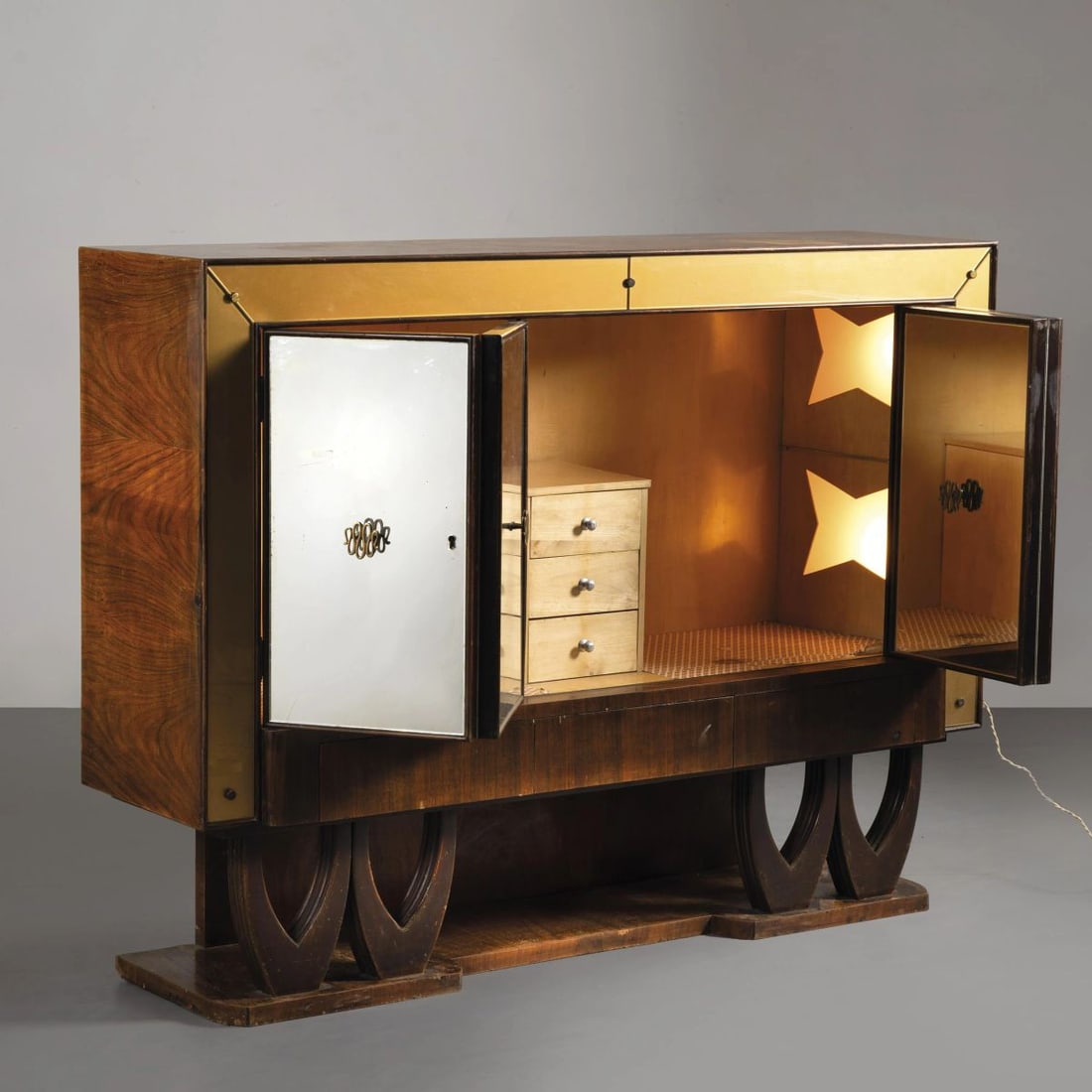 WOODEN AND MIRROR CABINET BAR - 2
