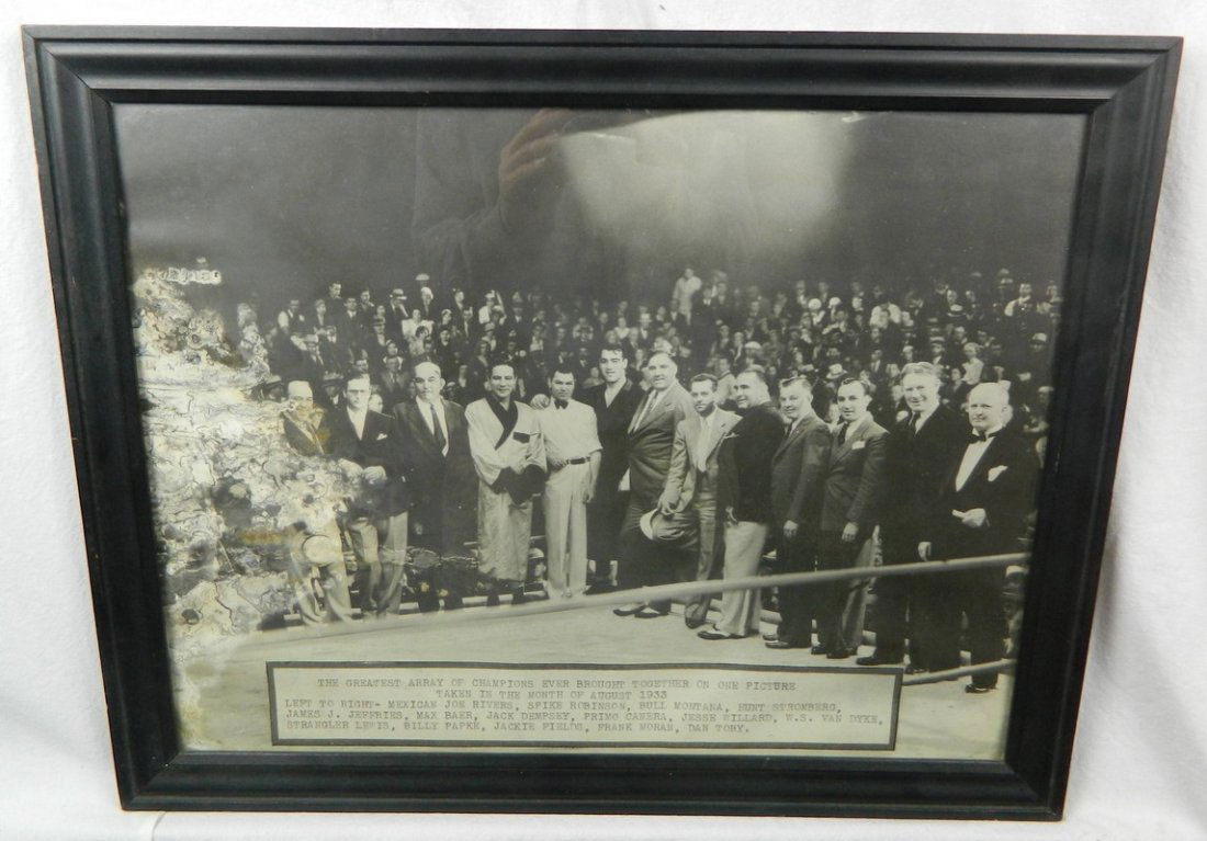 1933 Photo of Boxing Champions W/ Jack Dempsey: Mr. Quinn was a fan of the Boxing game and appreciated true champions. This portrait is an example of that admiration, showing all of the greatest boxing champions of that era and perhaps any other. Q