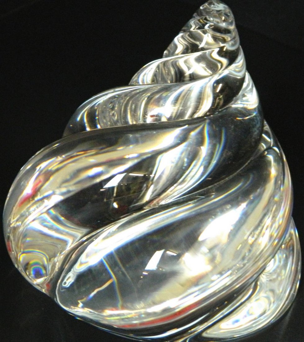 Steuben Signed Spriraled Crystal Conch Seashell (1 of 4)