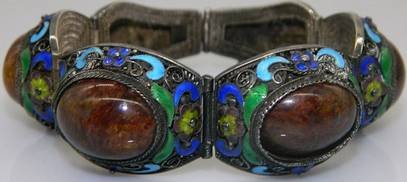 Vintage Chinese Silver Filigree & Enamel Leafy Florals (1 of 7)