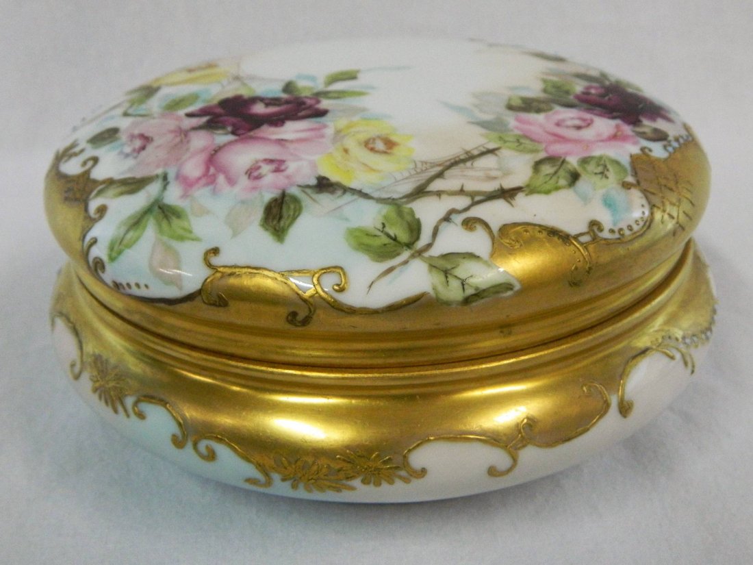 Large Limoges Porcelain Victorian Dresser Powder Box (1 of 8)