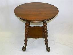 Upscale Victorian Tiger Oak Parlor Table w/ Large Iron (1 of 10)