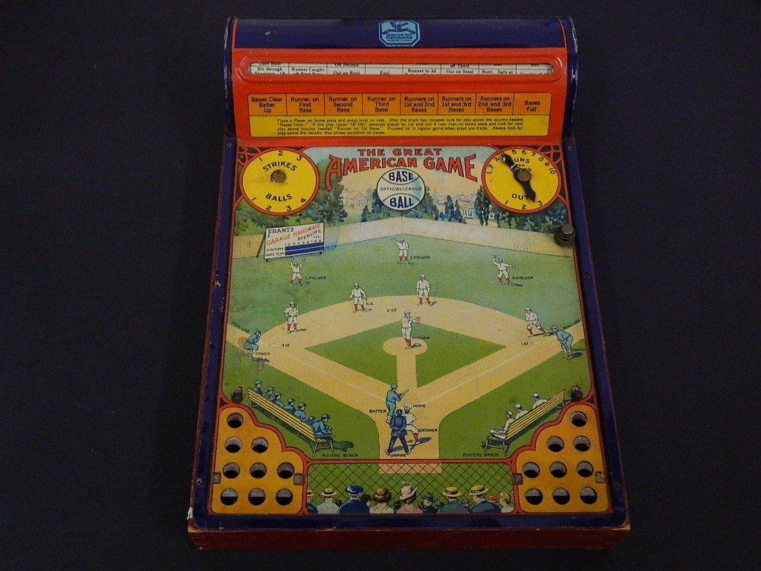 1930'S Tin Lithograph Baseball Hustler Toy (1 of 9)