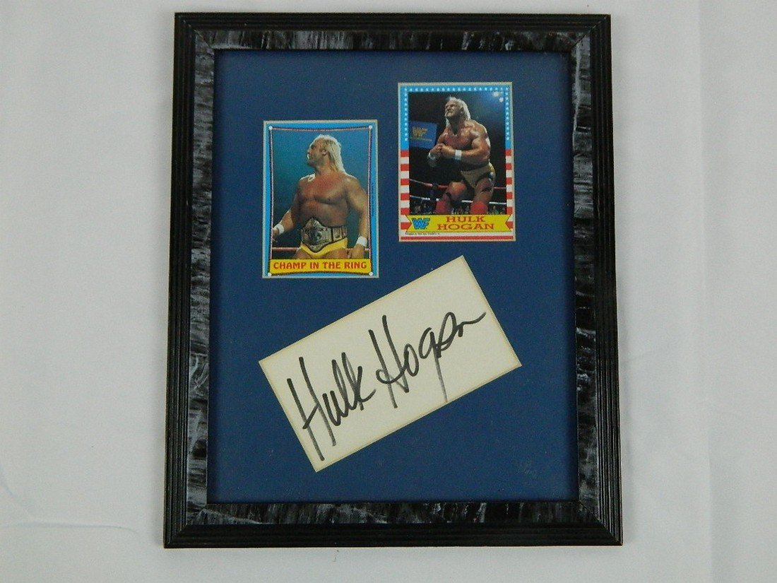 Framed Hulk Hogan Cards W/ Cut Out Signature (1 of 3)