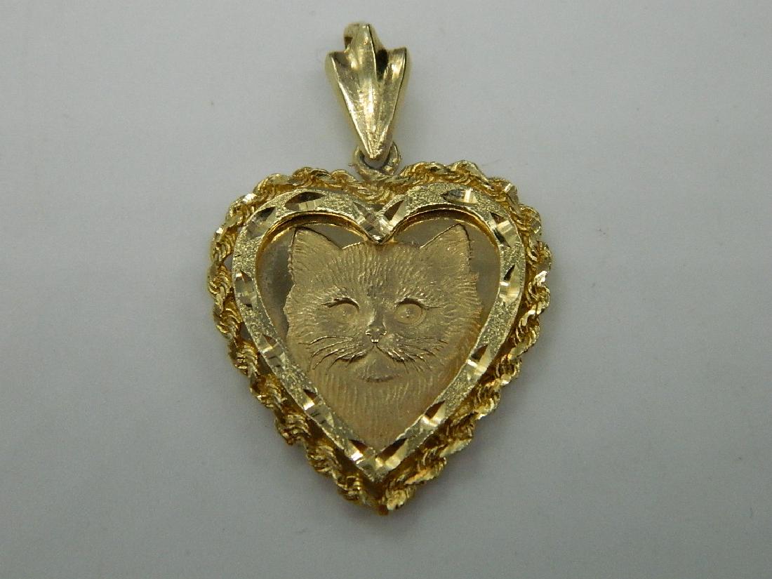ATTENTION CAT LOVERS! Unique 14k Solid Gold Kitty Cat (1 of 5)
