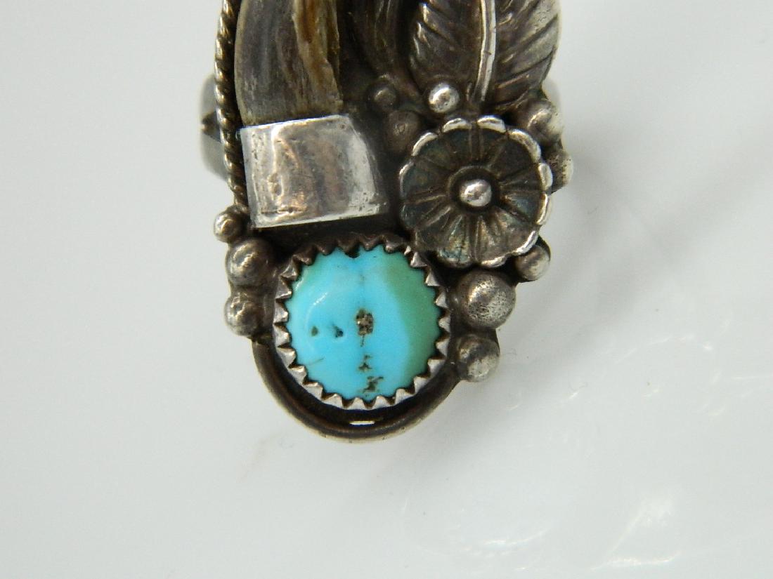 Rare Peter Nelson Signed Sterling Silver Bear Claw Ring: This is a vintage size 7 sterling silver and bear claw navajo ring with traditional navajo design. Signed by Peter Nelson. All ring/rings have not polished or cleaned in any way, to retain the origina