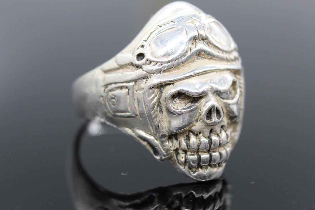 WWII Sterling Silver Aviator Pilot Skull Ring (1 of 3)