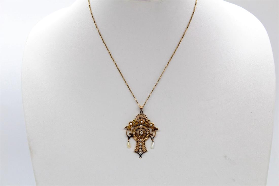 Marvelous Georgian Euro Cut Diamond and Pearl Drop in (1 of 8)