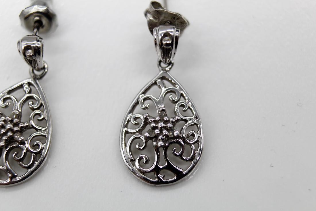 NEW Modern Pierce Filigree 10K WG Diamond Earrings (1 of 3)