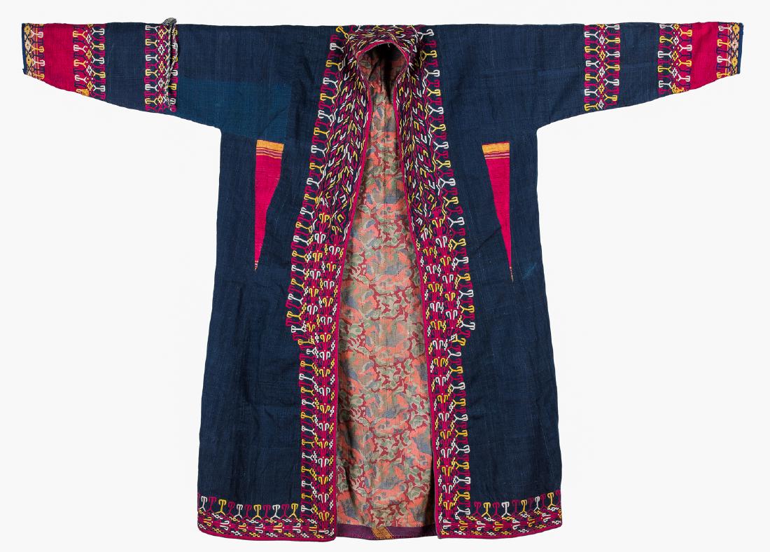 BLACK SILK UZBEK ISLAMIC SUZANI (NEEDLEWORK) COAT (1 of 8)