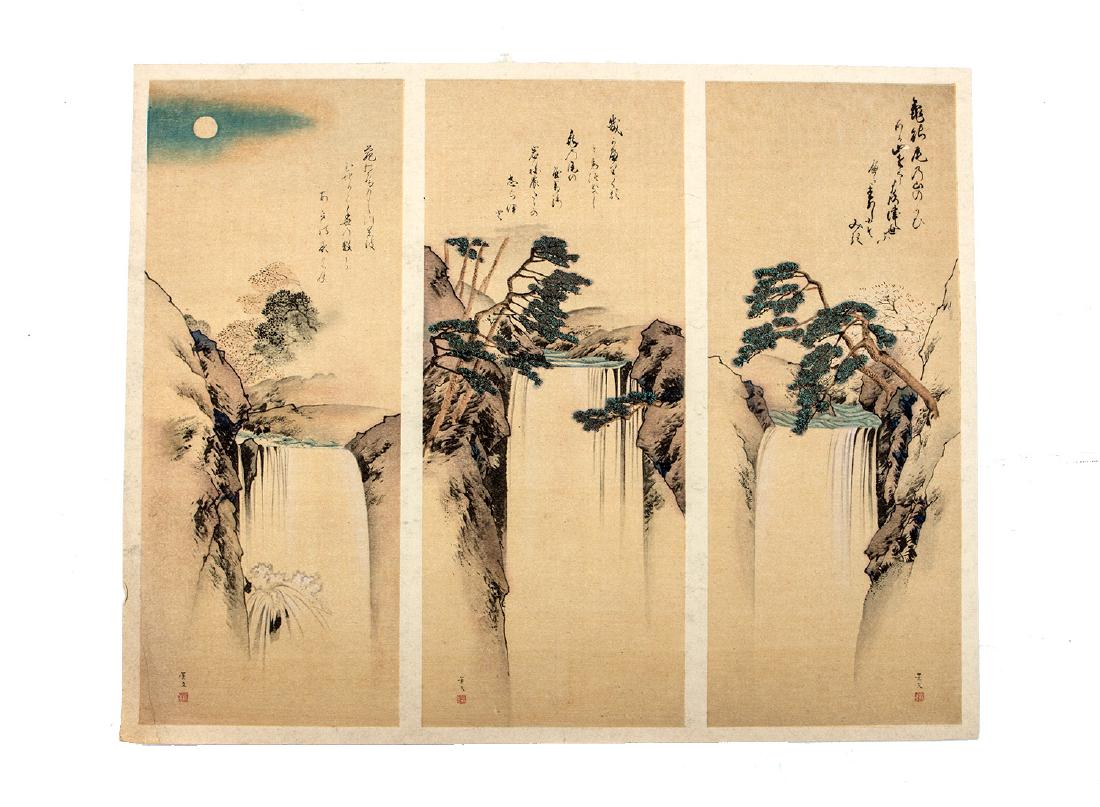 A JAPANESE WOODBLOCK PRINT DEPICTING WATERFALLS, 19TH (1 of 1)