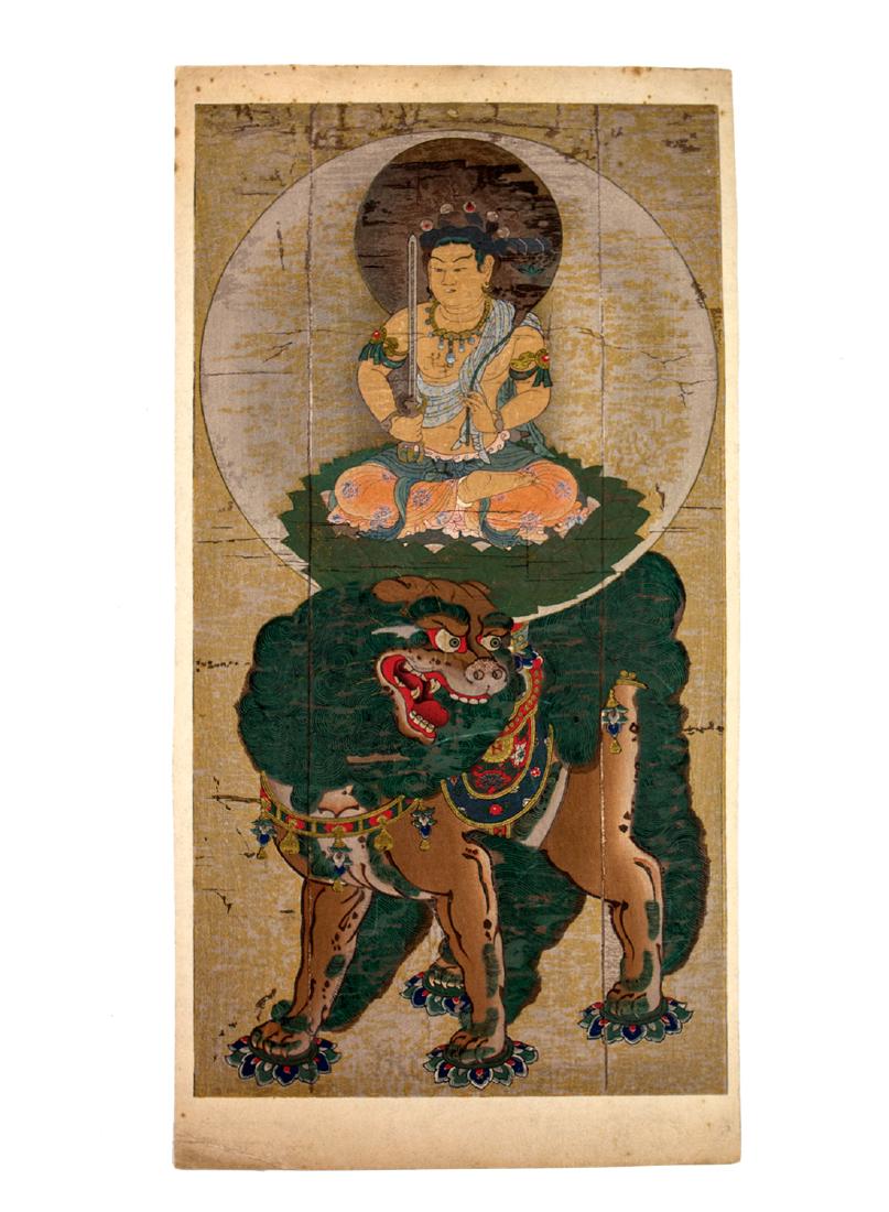 ANTIQUE CHINESE BUDDHIST PRINT: 19th century Chinese Buddhist print. Dimensions: 15 1/8 x 7 5/8 in.