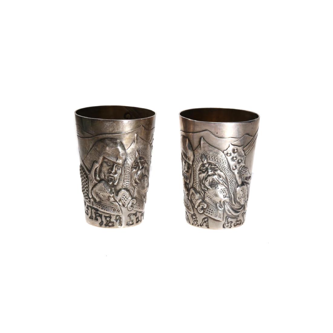 TWO RUSSIAN SILVER BEAKERS, 19TH C. (1 of 5)