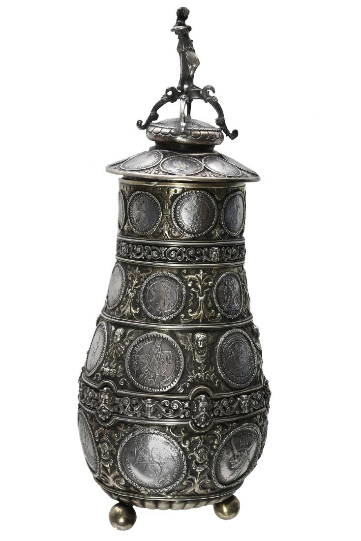 A RARE GERMAN SILVER JAR, 18-19TH CC. (1 of 12)