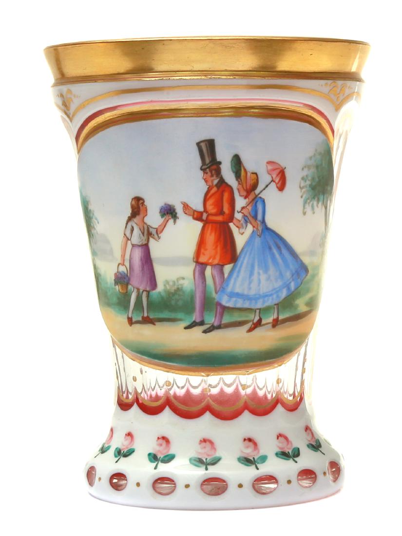 ENAMELED BOHEMIAN GLASS GOBLET WITH ENAMEL PAINT (1 of 3)