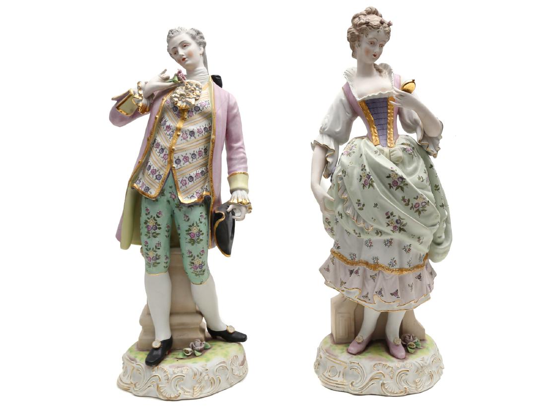 TWO LARGE AUSTRIAN PORCELAIN FIGURINES (1 of 4)
