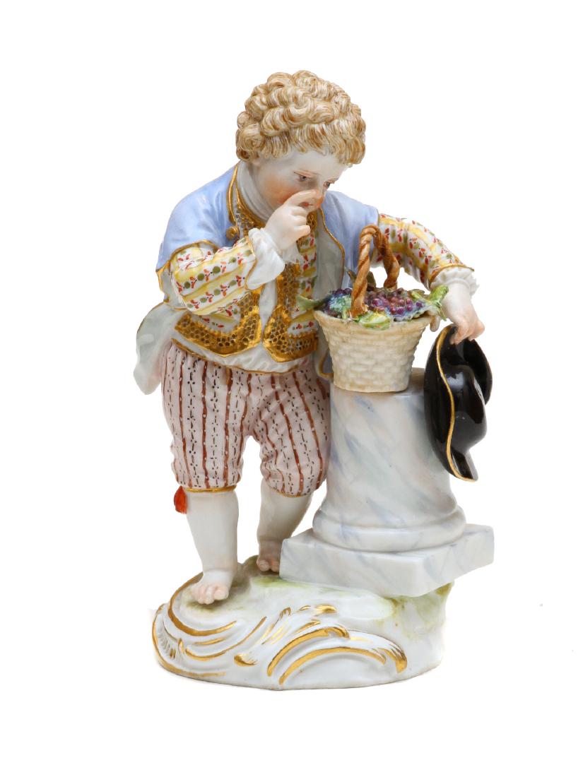 MEISSEN PORCELAIN FIGURINE OF A BOY WITH BASKET (1 of 3)