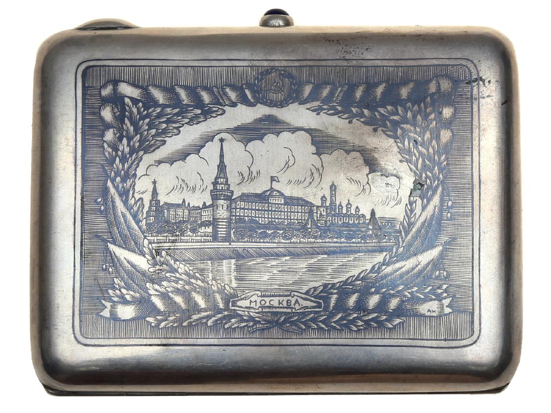 EARLY SOVIET SILVER CIGARETTE CASE WITH NIELLO (1 of 4)