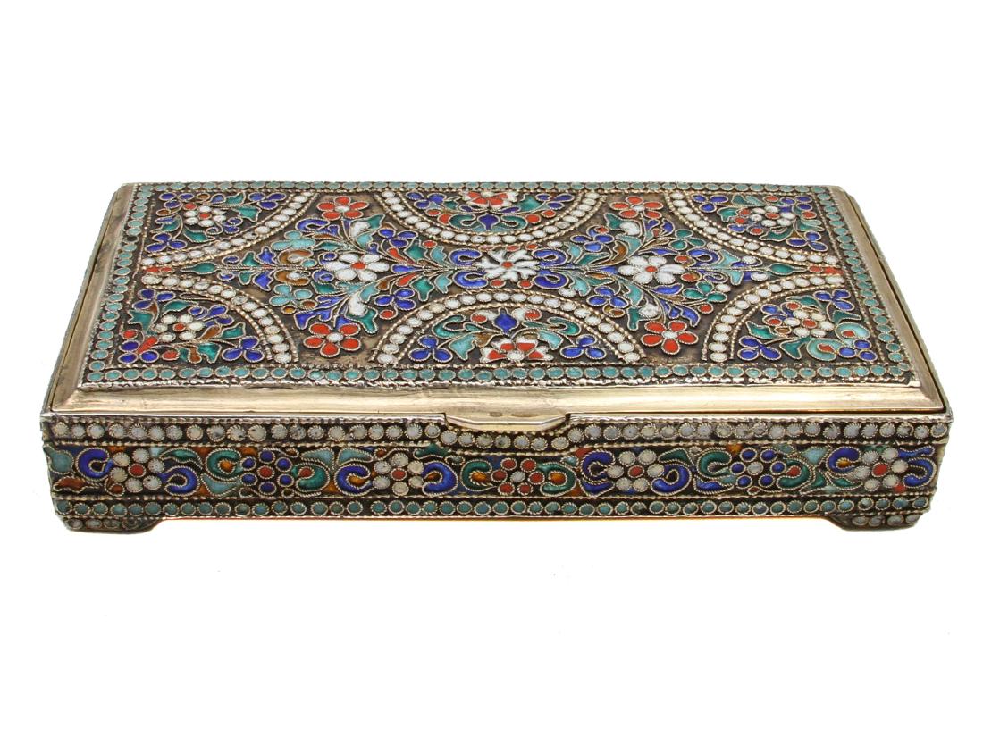 IMPERIAL RUSSIAN ENAMEL GILT SILVER BOX, 19TH CEN (1 of 9)