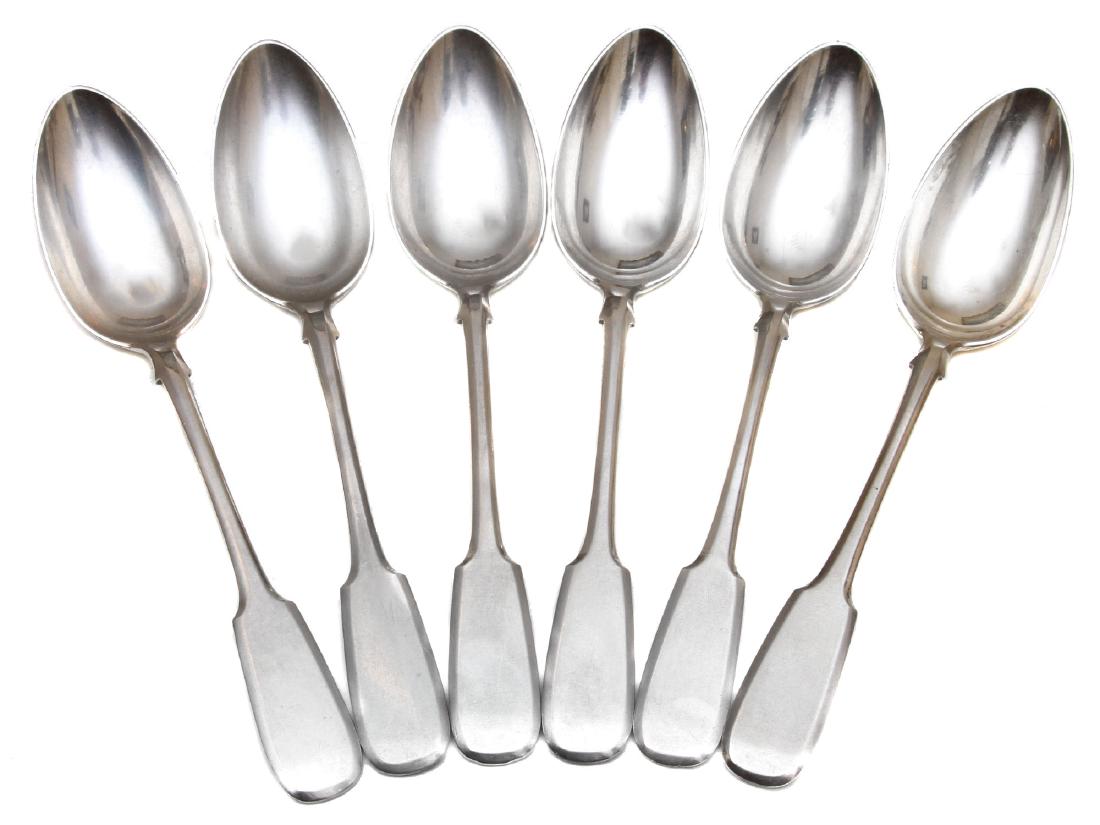 SET OF 6 TABLE OR SOUP SILVER RUSSIAN SPOONS