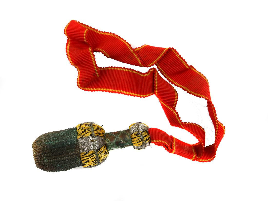 RUSSIAN IMPERIAL ST. ANNA TASSEL KNOT: Original Imperial Russian St. Anna sword knot, ca. 1900. Dimensions: L: 11 1/4 in., (29 cm.)