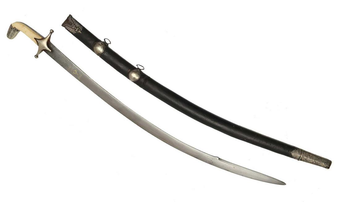 A PERSIAN SHAMSHIR WITH DAMASCUS BLADE, 19TH C. (1 of 6)