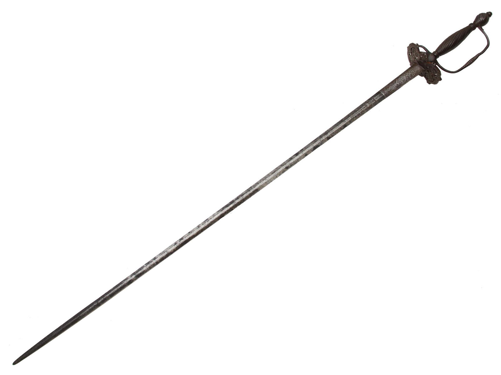 18TH C. EUROPEAN RAPIER W. CHISELED PIERCED GUARD (1 of 7)