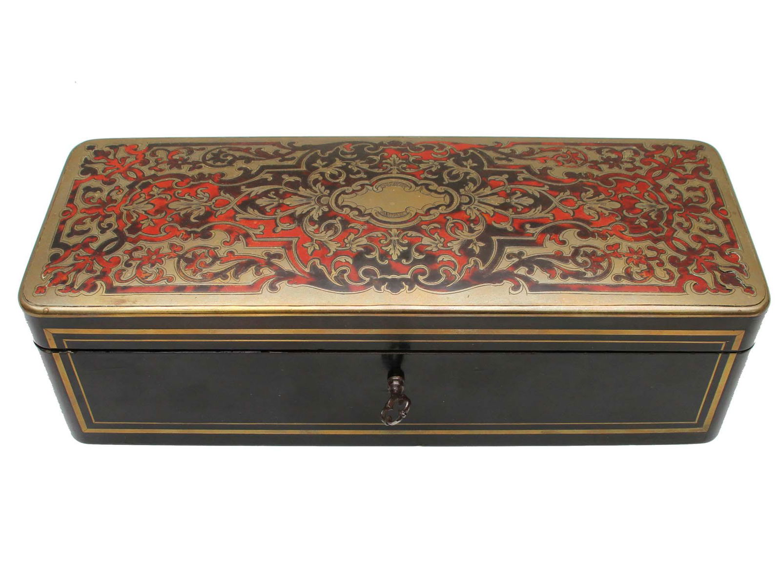 ANTIQUE FRENCH TAHAN BURL WOOD BRASS INLAID JEWELRY BOX (1 of 5)