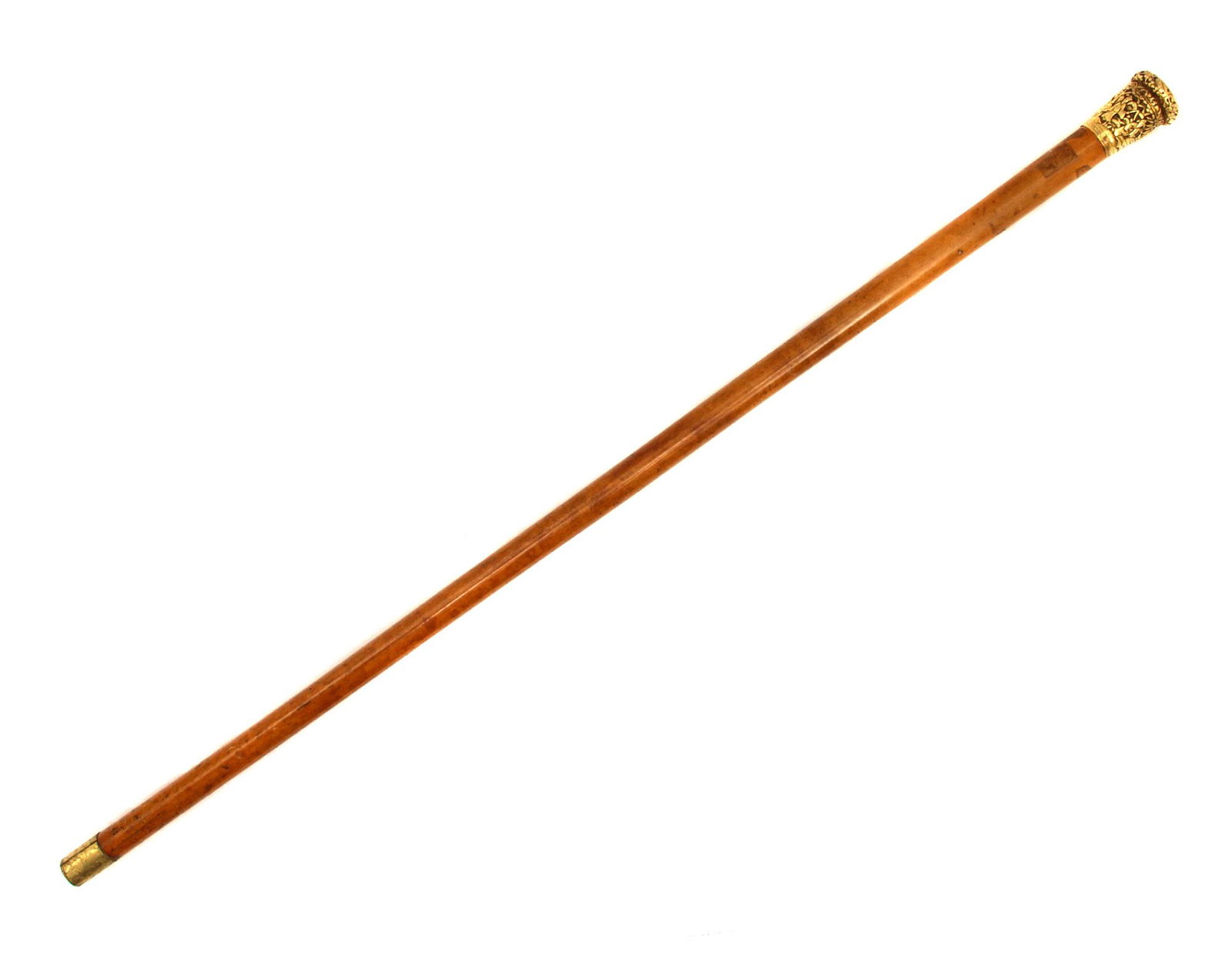 A CHINESE GOLD-PLATED WALKING CANE (1 of 5)