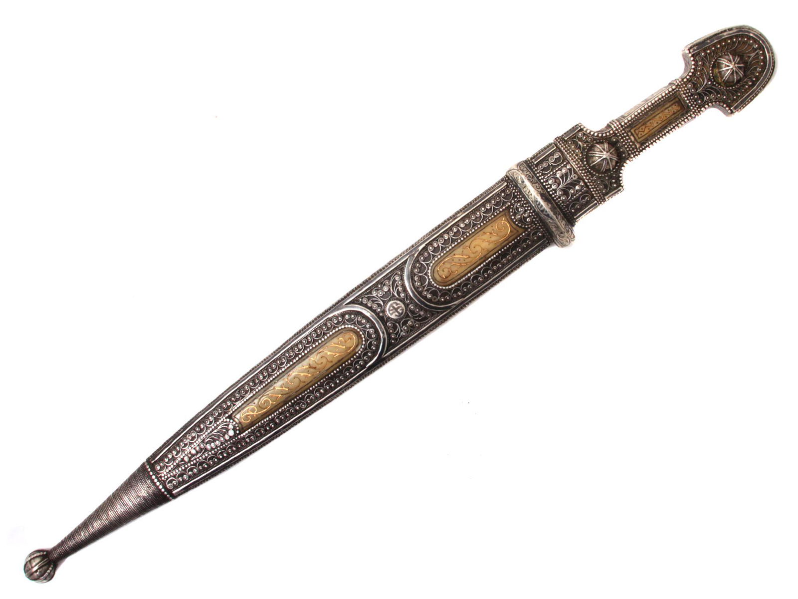 A CAUCASIAN GEORGIAN SILVER-MOUNTED KINDJAL DAGGER (1 of 5)