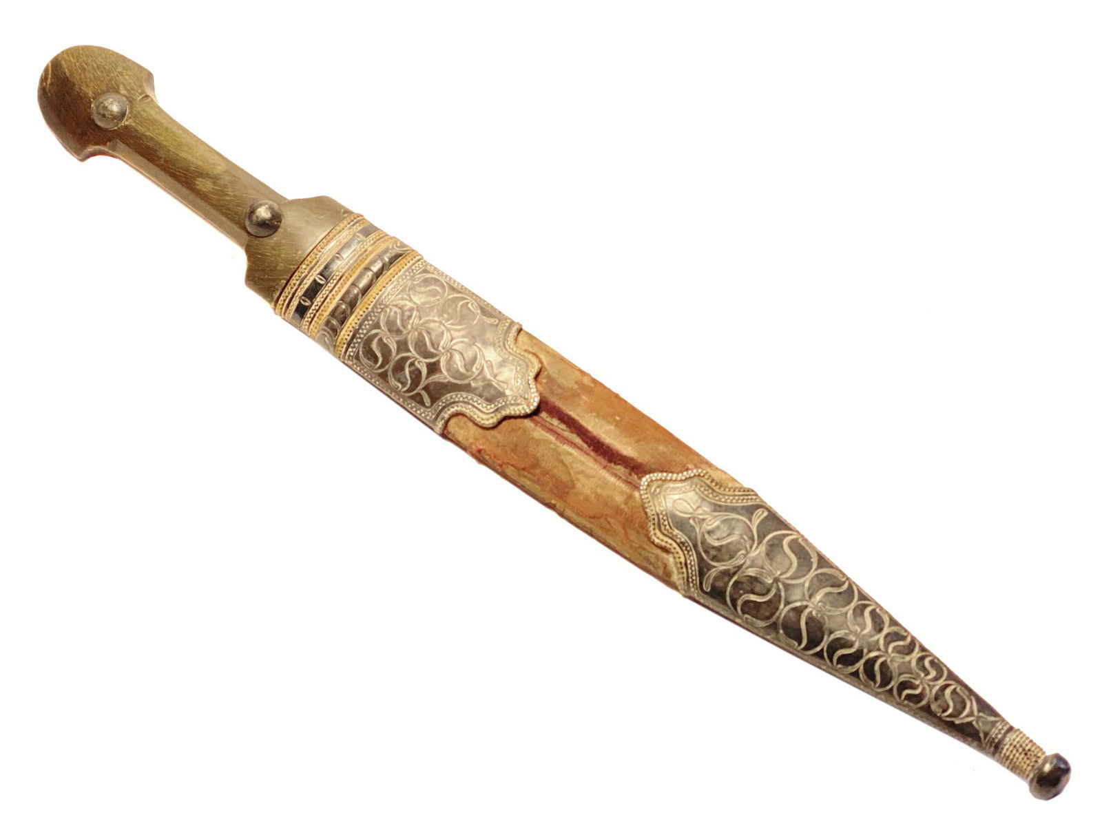 A RARE CAUCASIAN DAGGER WITH WOOTZ BLADE, 1830 (1 of 7)