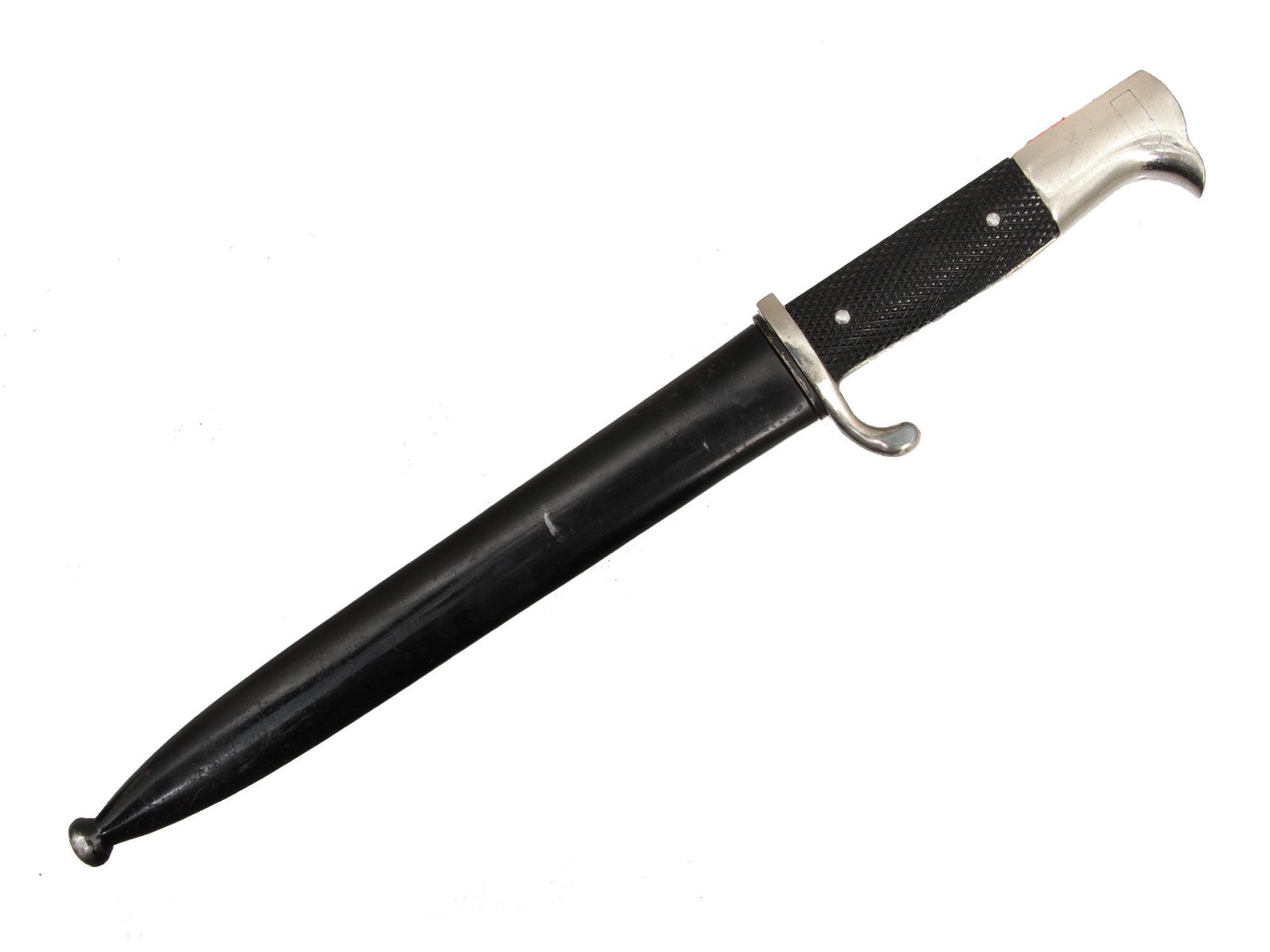 A LEIBSTANDARTE ADOLF HITLER ENGRAVED BAYONET: An engraved 1st SS Leibstandarte Adolf Hitler K98 Bayonet. LSSAH was Hitler's personal bodyguard, such bayonets were presented to Hitler's personal guards on Christmas in 1939. Unmarked blade. Dimensi