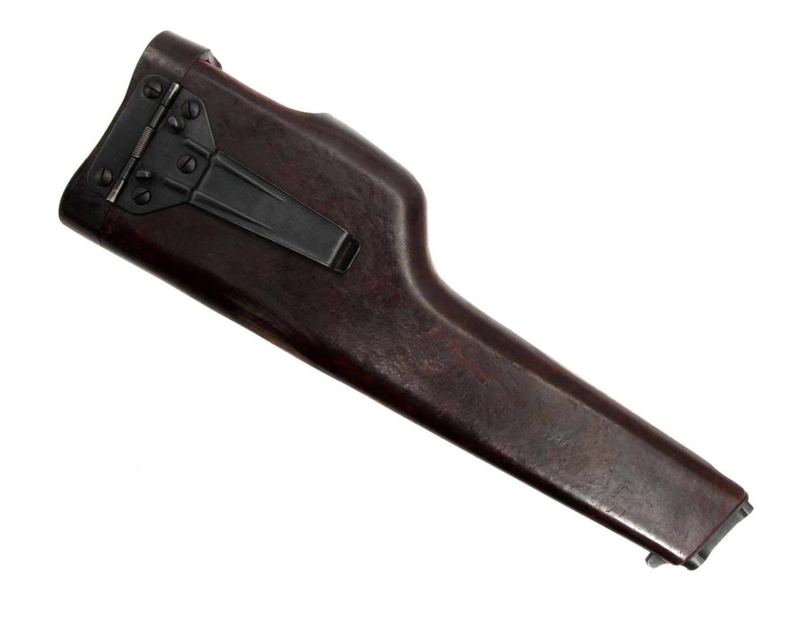 A SOVIET RUSSIAN BAKELITE STECHKIN PISTOL HOLSTER: A vintage bakelite butt holster for the Stechkin automatic pistol. Designed for more accurate shooting, the holster quickly transforms into a stock and increases stability when firing. Circa 1940s. Di