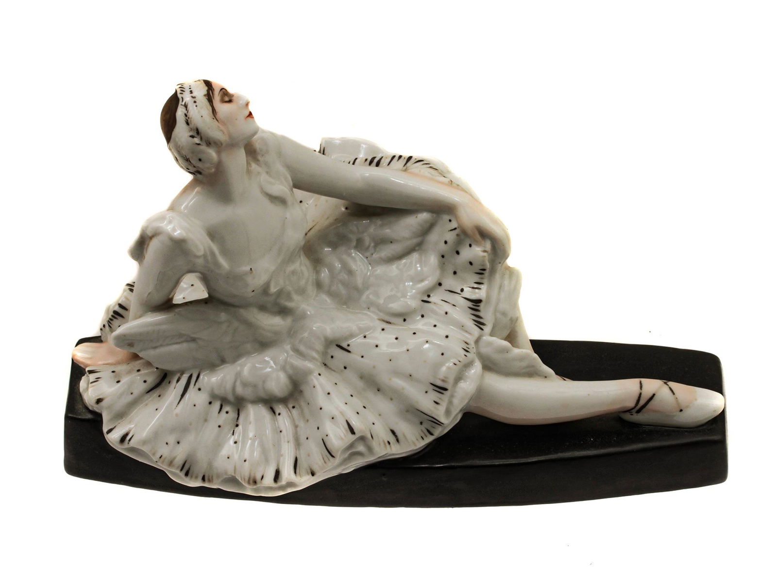 A NATALIA DANKO RUSSIAN BALLET PORCELAIN FIGURINE: An antique Russian (Soviet) Porcelain Figurine depicting Anna Pavlova in the Swan Lake Ballet. The ballet Scene "A Dying Swan" by Natalia Danko 1892-1942. This is One of The last artwork done by Natal