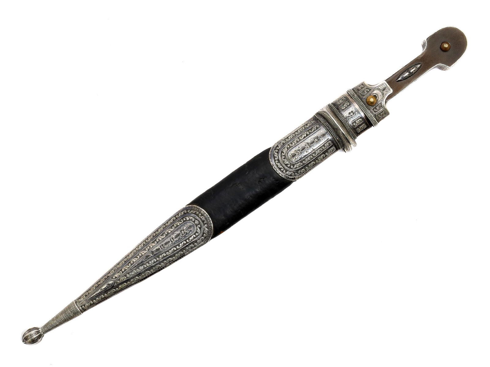 A CAUCASIAN SILVER-MOUNTED KINJAL DAGGER, C. 1900 (1 of 5)