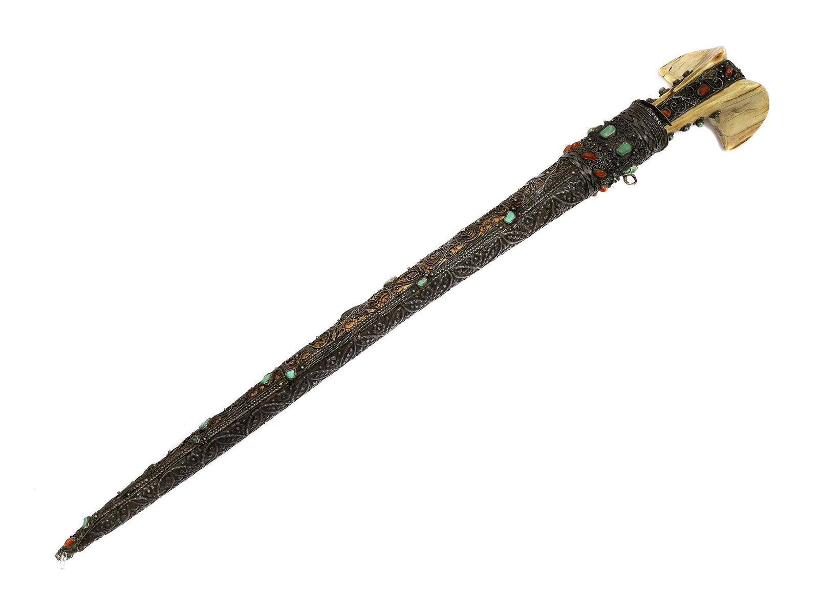 A TURKISH ISLAMIC YATAGAN SWORD, 19TH CEN. (1 of 9)